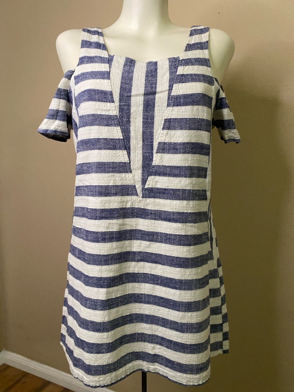 For Cynthia blue white striped beachwear cover-up dress L😊